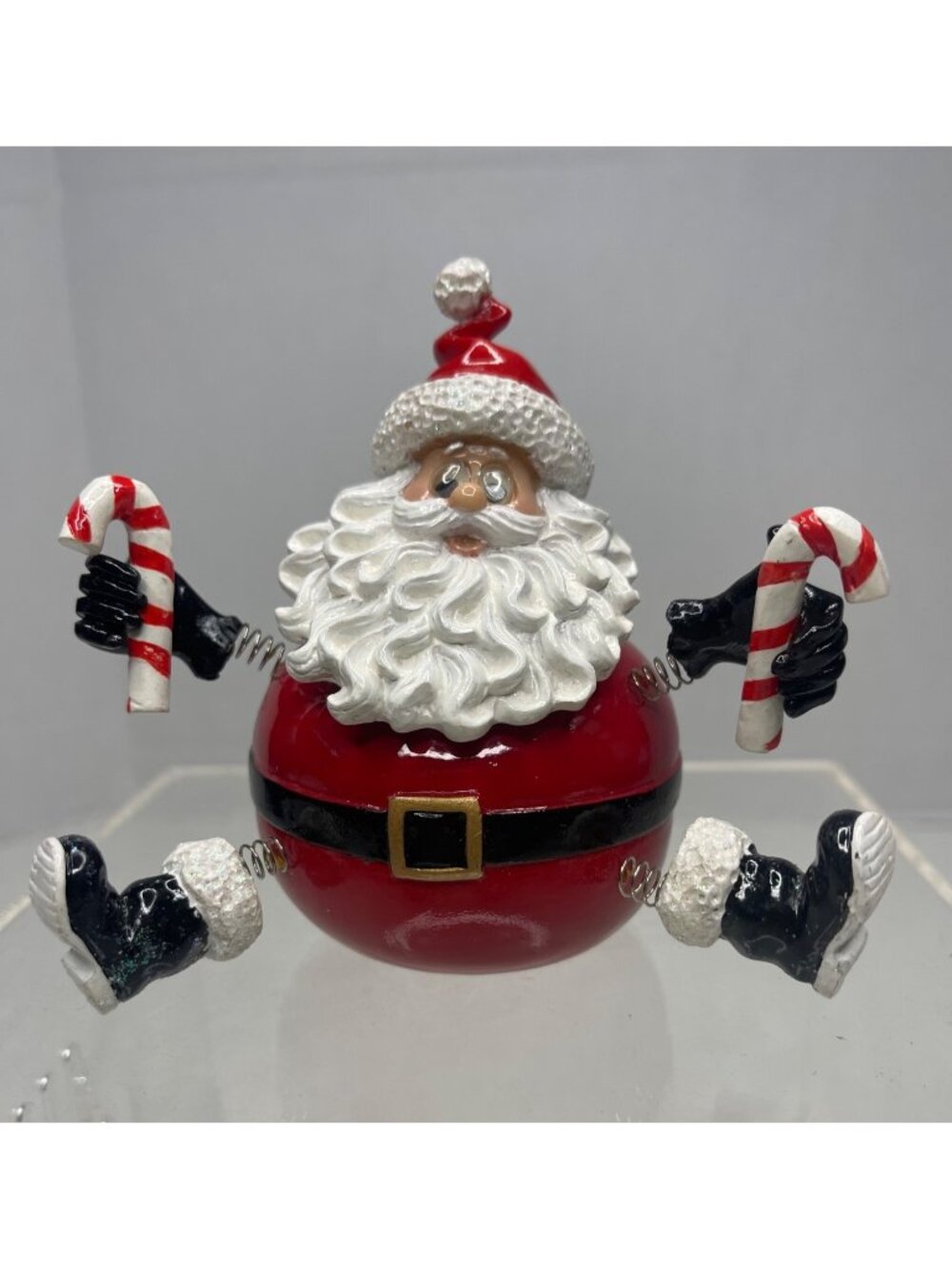 Fitz And Floyd Christmas Jiggling Santa Figurine Decor Red/Black Ceramic 2005